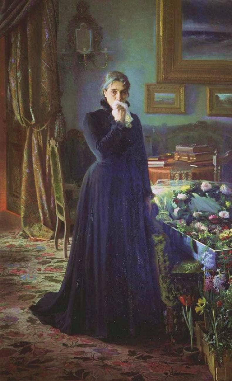 Inconsolable grief by Ivan Kramskoy — Oil Painting Reproduction