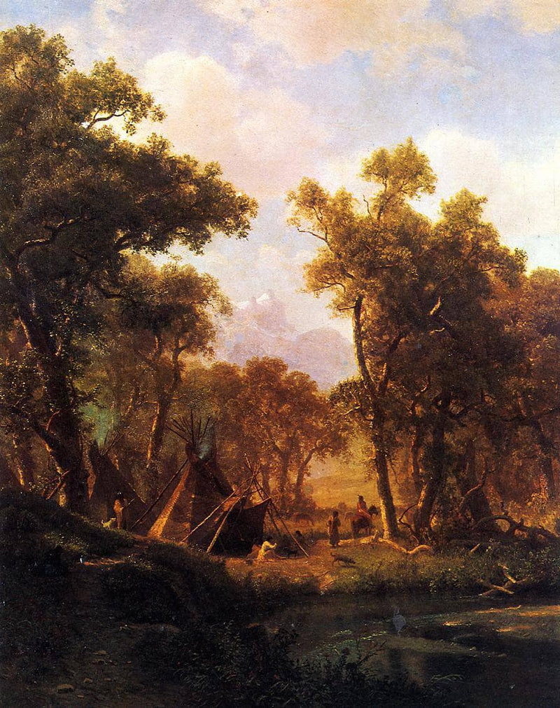 Indian Encampment, Shoshone Village by Albert Bierstadt — Oil Painting Reproduction