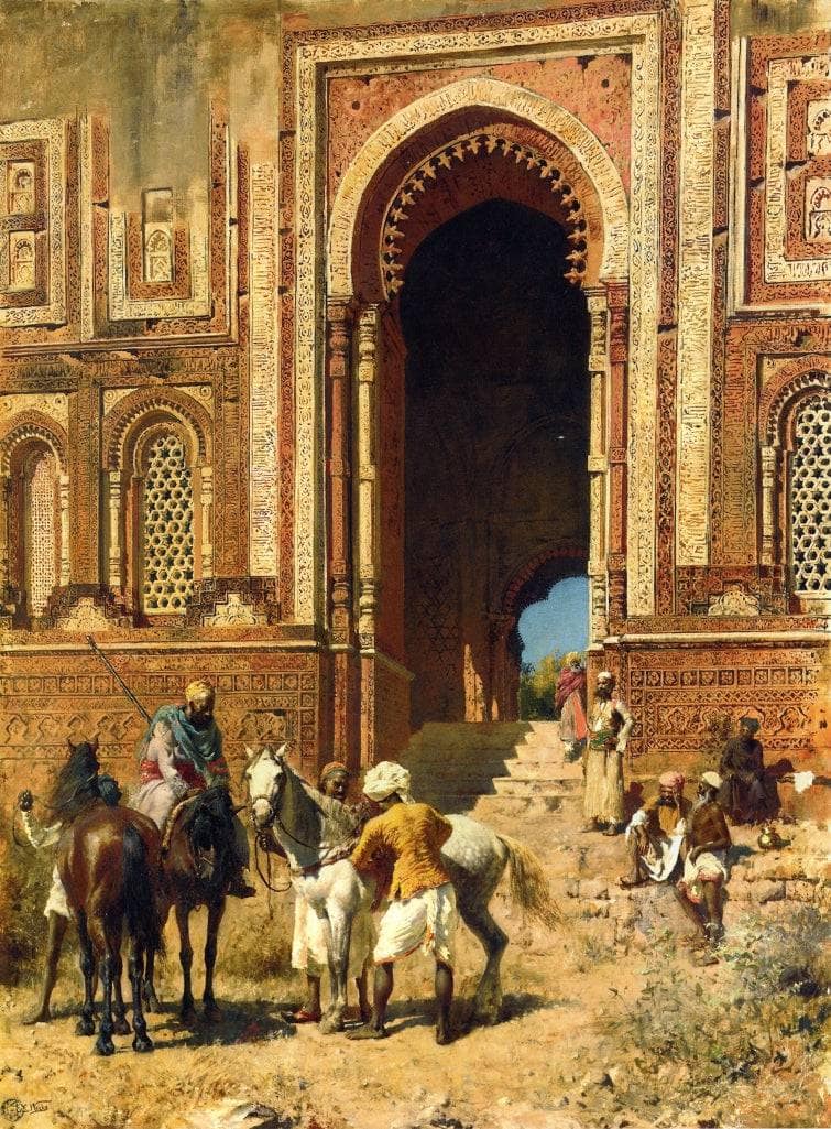 Indian Horsemen at the Gateway of Alah ou din, Old Delhi by Edwin Lord Weeks — Oil Painting Reproduction