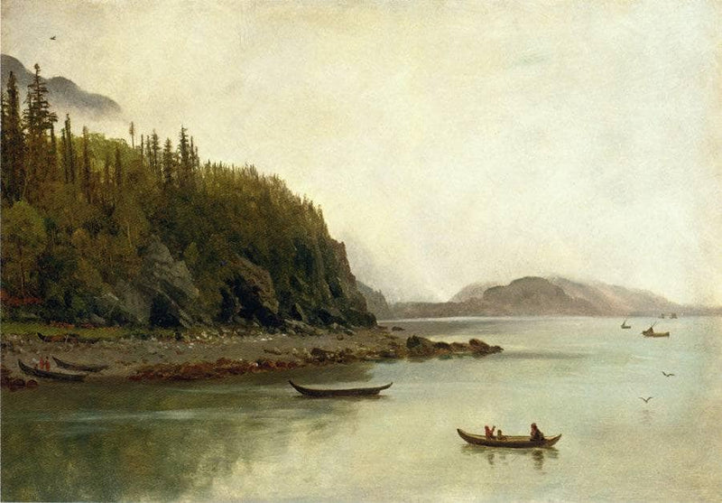 Indians Fishing by Albert Bierstadt — Oil Painting Reproduction