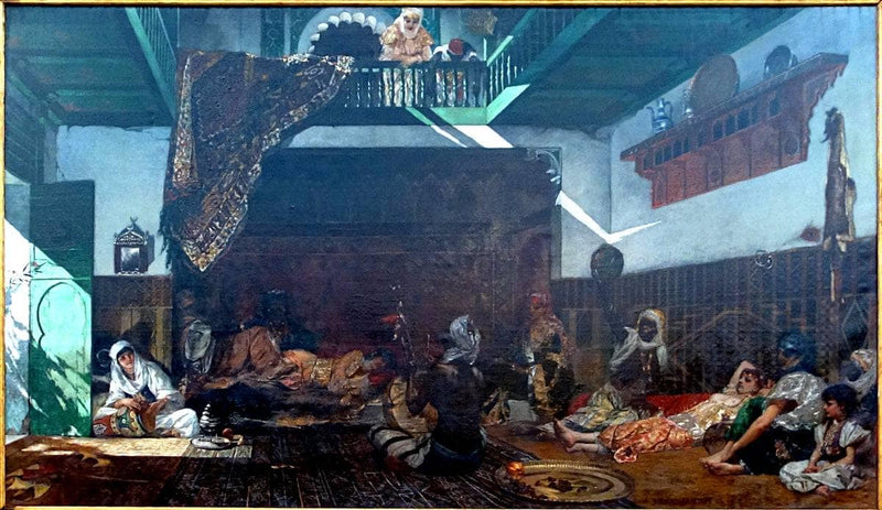 Intérieur De Harem Au Maroc, Achevé Par Benjamin Constant En 1878 by Benjamin Constant, Oil Painting Reproduction