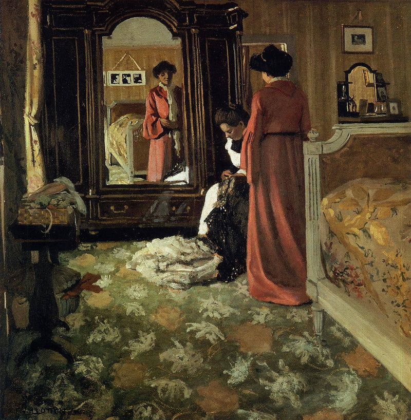 Interior, Bedroom with Two Figures by Felix Vallotton — Oil Painting Reproduction