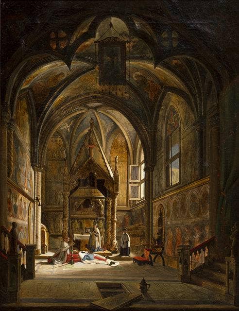 Interior of a cathedral by Vincenzo Abbati — Oil Painting Reproduction