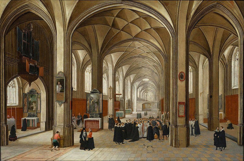 Interior of a Gothic Church by Pieter Neefs I — Oil Painting Reproduction