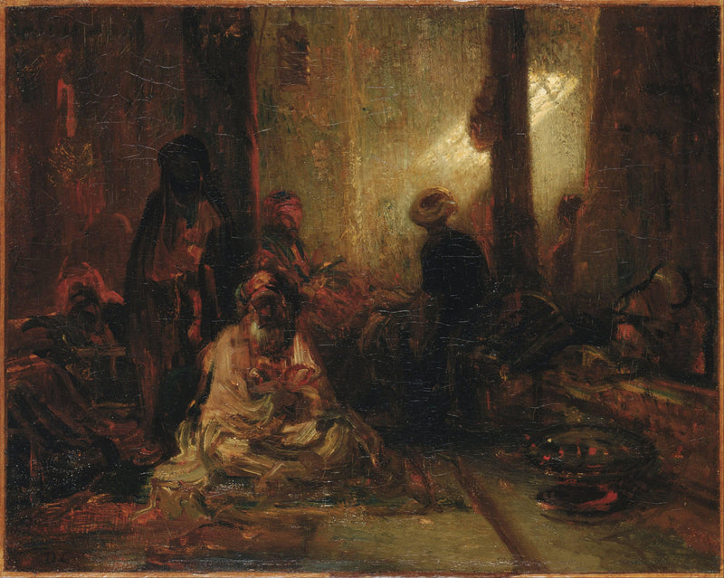 Interior of a Turkish Cafe by Alexandre-Gabriel Decamps — Oil Painting Reproduction
