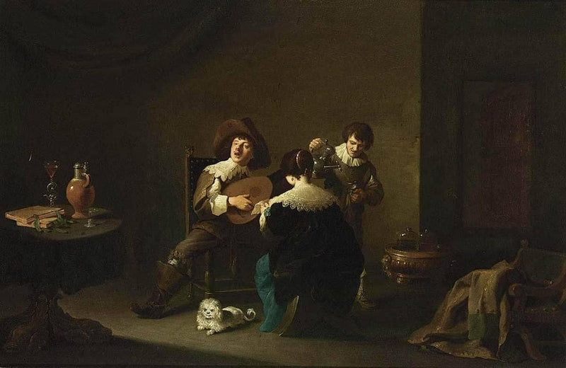 Interior with a Gentleman Playing a Lute and a Lady Singing by David Teniers the Younger — Oil Painting Reproduction