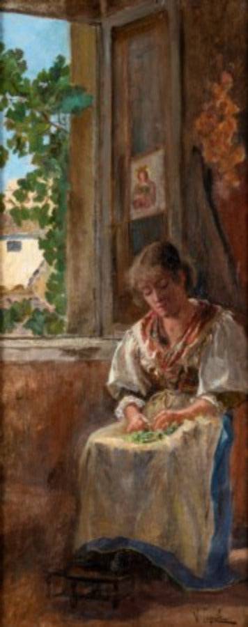 Interior with female figure in modern living room