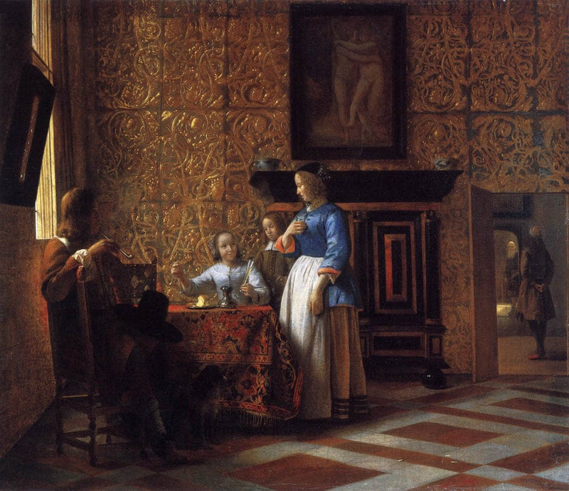 Interior with Figures by Pieter de Hooch — Oil Painting Reproduction