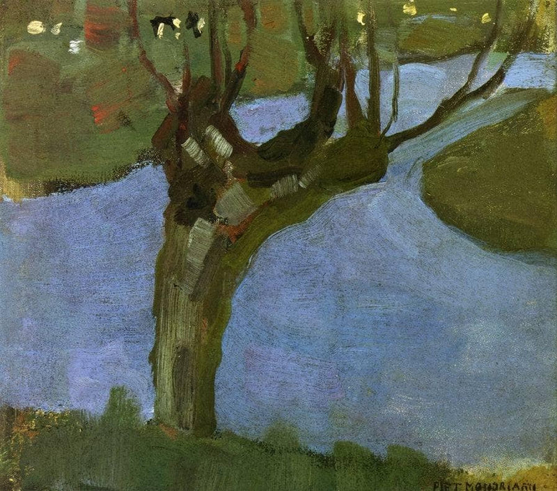Irrigation Ditch with Mature Willow by Piet Mondrian — Oil Painting Reproduction