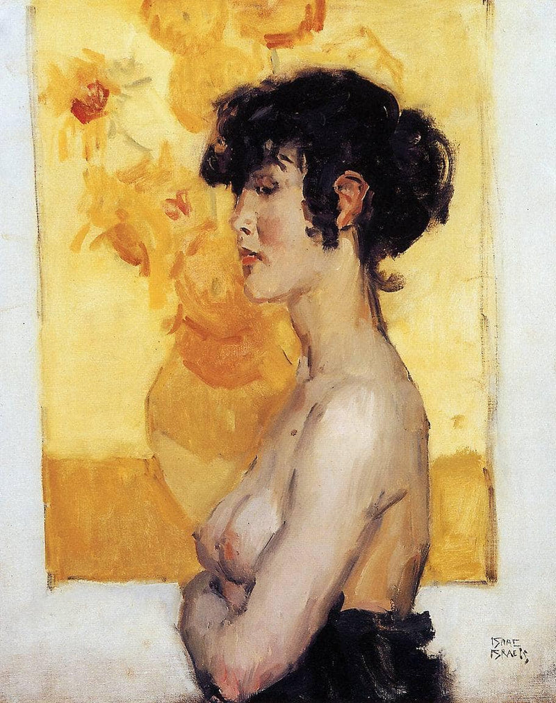 Woman before ''Sunflowers'' by van Gog by Isaac Israels — Oil Painting Reproduction
