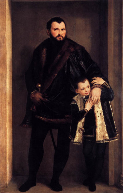 Iseppo and Adriano da Porto in hallway