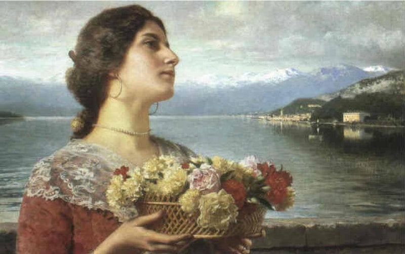 Italian beauty by Lake Como by Wladyslaw Czachorski — Oil Painting Reproduction
