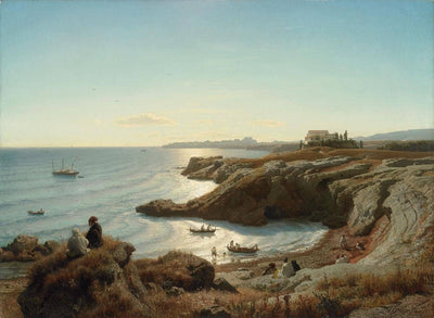 Italian coast landscape in master bedroom