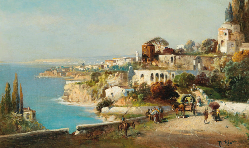 Italian coastal town by Robert Alott — Oil Painting Reproduction