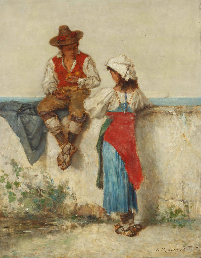 Italian Courtship by Ignacio Merino — Oil Painting Reproduction