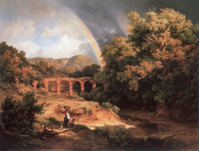 Italian Landscape with Viaduct and Rainbow in entryway