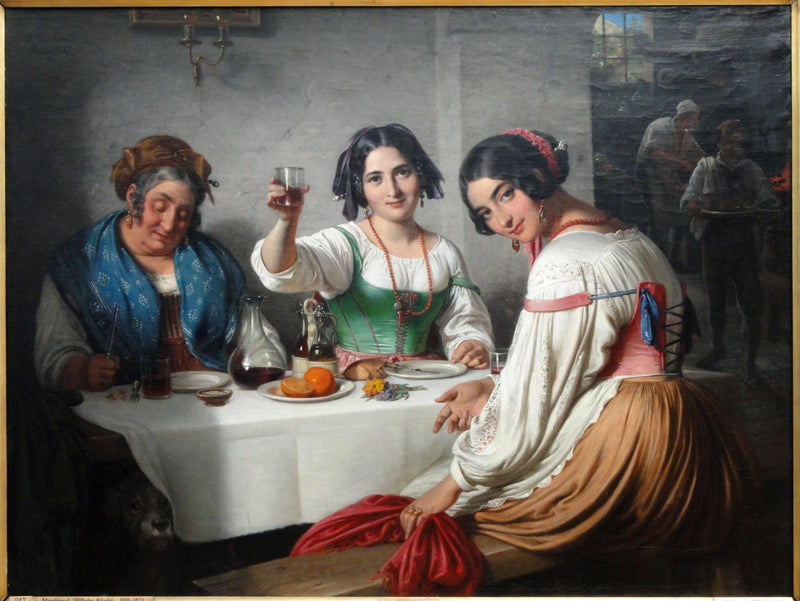 Italian Osteria Scene, Girl Welcoming a Person Entering by Wilhelm Marstrand — Oil Painting Reproduction