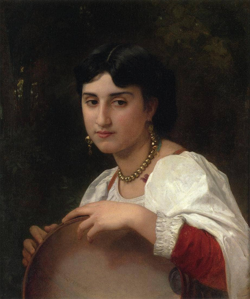 Italian Woman with Tambourine by William-Adolphe Bouguereau — Oil Painting Reproduction