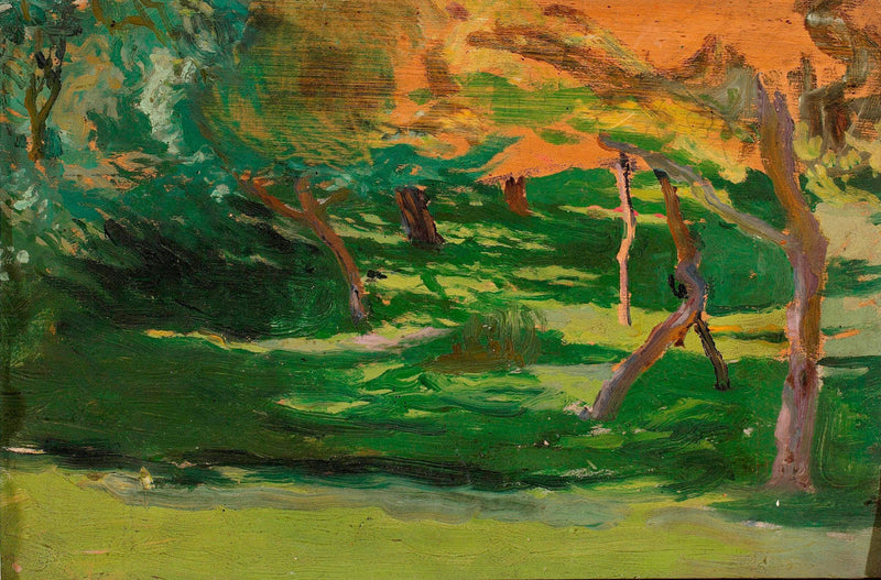 Paysage, sketch to the "Strange garden" by Józef Mehoffer — Oil Painting Reproduction