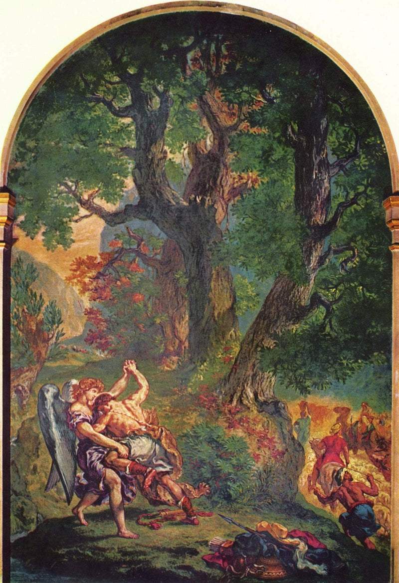 Jacob's fight with the angel by Eugene Delacroix — Oil Painting Reproduction
