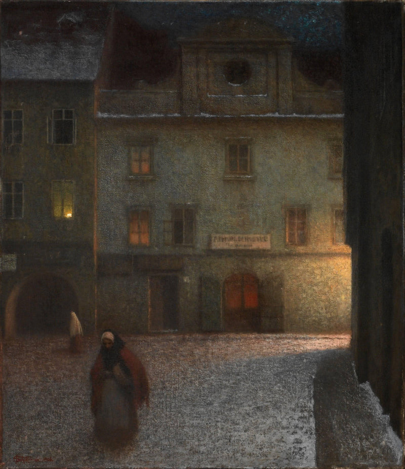 Evening Street by Jakub Schikaneder — Oil Painting Reproduction