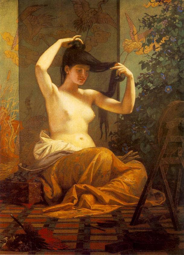 Japanese Woman by Bertalan Szekely — Oil Painting Reproduction