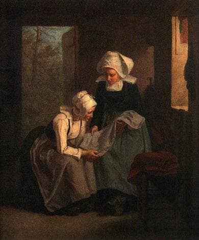 Repairing Lesson by Jules Trayer — Oil Painting Reproduction
