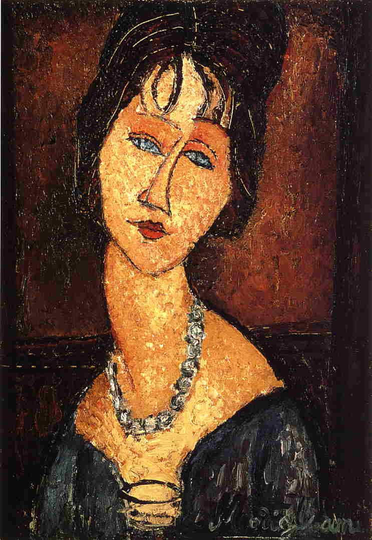 Jeanne Hebuterne with Necklace by Amedeo Modigliani — Oil Painting Reproduction