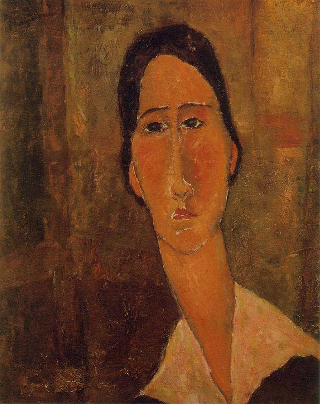 Jeanne Hebuterne with white collar by Amedeo Modigliani — Oil Painting Reproduction