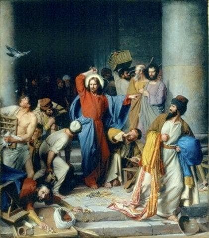 Jesus Casting out the Money Changers at the Temple by Carl Bloch — Oil Painting Reproduction