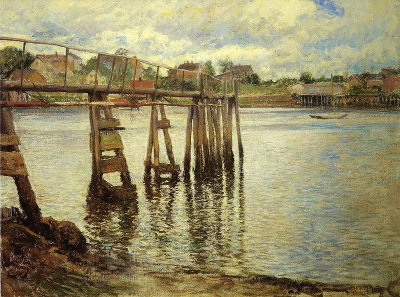 Jetty at Low Tide (The Water Pier) by Joseph DeCamp — Oil Painting Reproduction