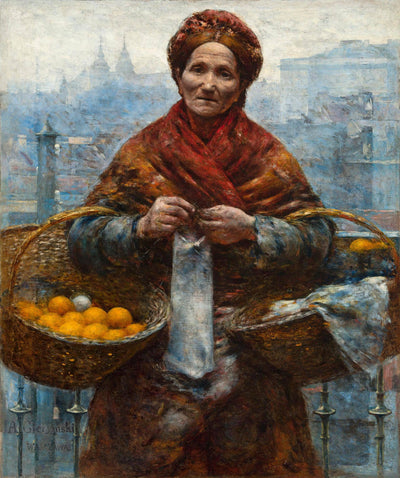 Jewish woman selling oranges in master bedroom