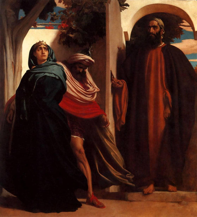 Jezebel and Ahab Met by Elijah by Frederic Leighton — Oil Painting Reproduction