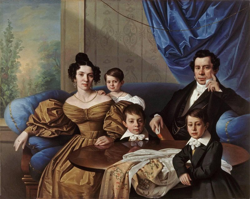Dr. FruÅ¡iÄ with his family by Giuseppe Tominz — Oil Painting Reproduction