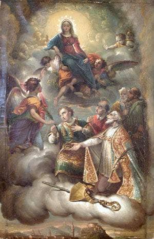 Mary with the saints by Giuseppe Tominz — Oil Painting Reproduction