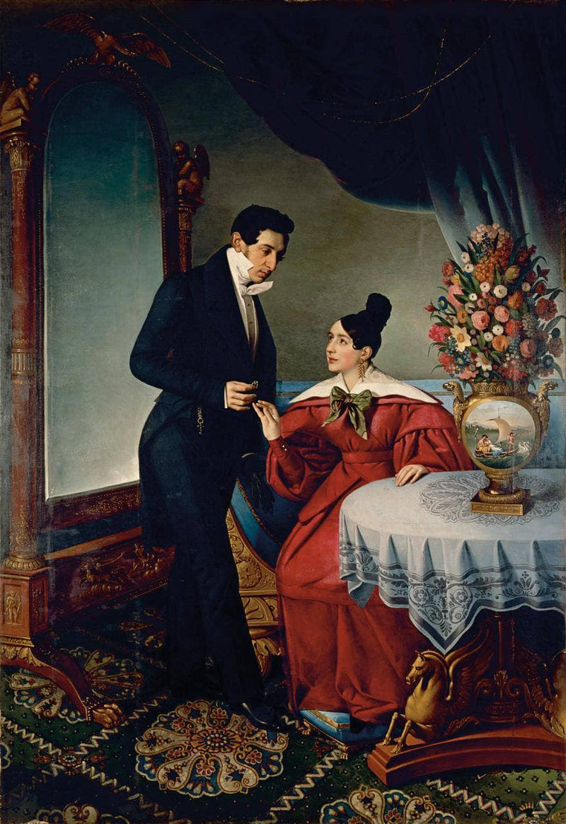 A couple by Giuseppe Tominz — Oil Painting Reproduction