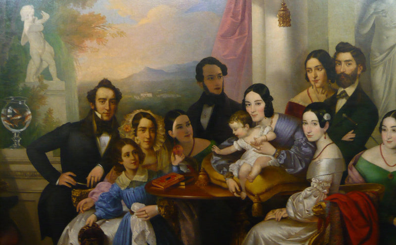 Portrait of the Senigaglia family by Giuseppe Tominz — Oil Painting Reproduction