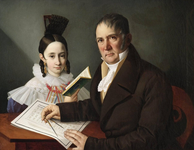 Valentino Valle with daughter by Giuseppe Tominz — Oil Painting Reproduction