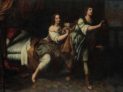 Joseph and the wife of Putifares in living room