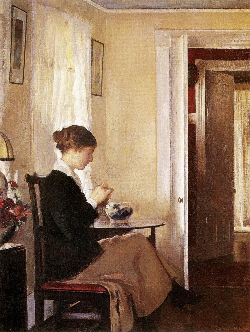 Josephine Knitting by Edmund Charles Tarbell — Oil Painting Reproduction