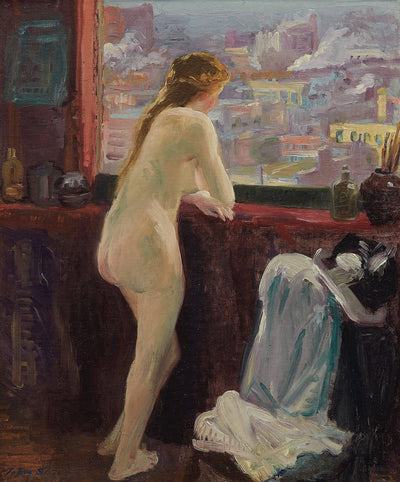 Nude at Window over Greenwich Village in bedroom
