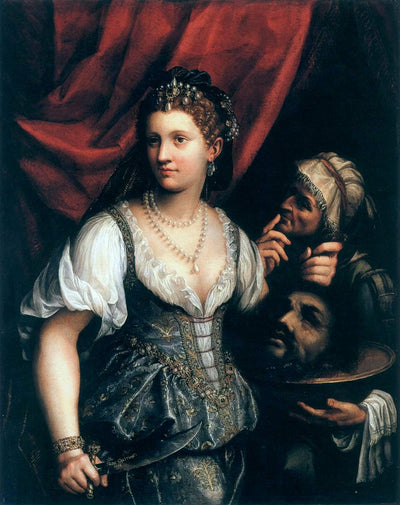 Judith with the Head of Holofernes in kitchen