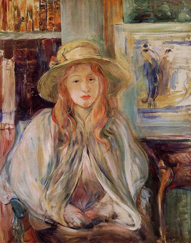 Julie Manet with a straw hat by Berthe Morisot — Oil Painting Reproduction