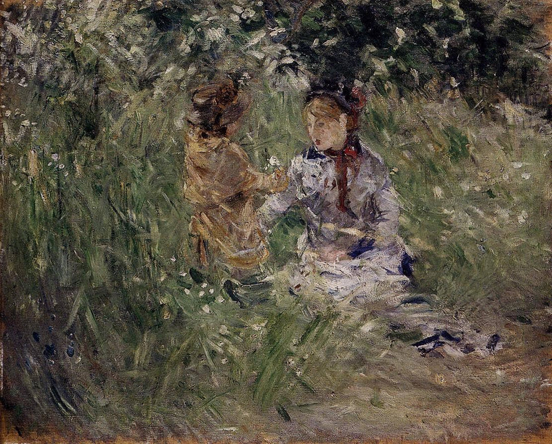 Julie with Pasie in the Garden at Bougival by Berthe Morisot — Oil Painting Reproduction