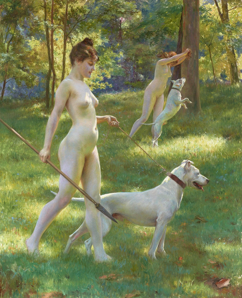 Nymphs Hunting by Julius LeBlanc Stewart — Oil Painting Reproduction