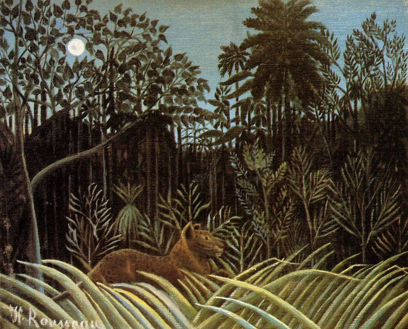 Jungle with Lion by Henri Rousseau — Oil Painting Reproduction