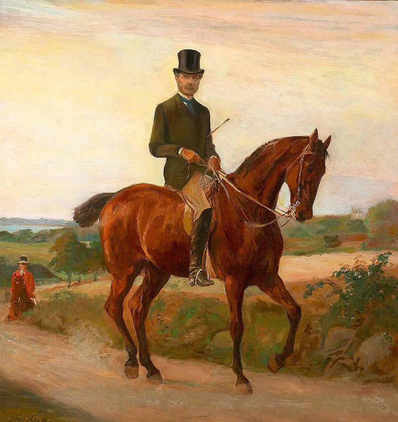 King Christian IX on Horseback. Study. by Otto Bache — Oil Painting Reproduction