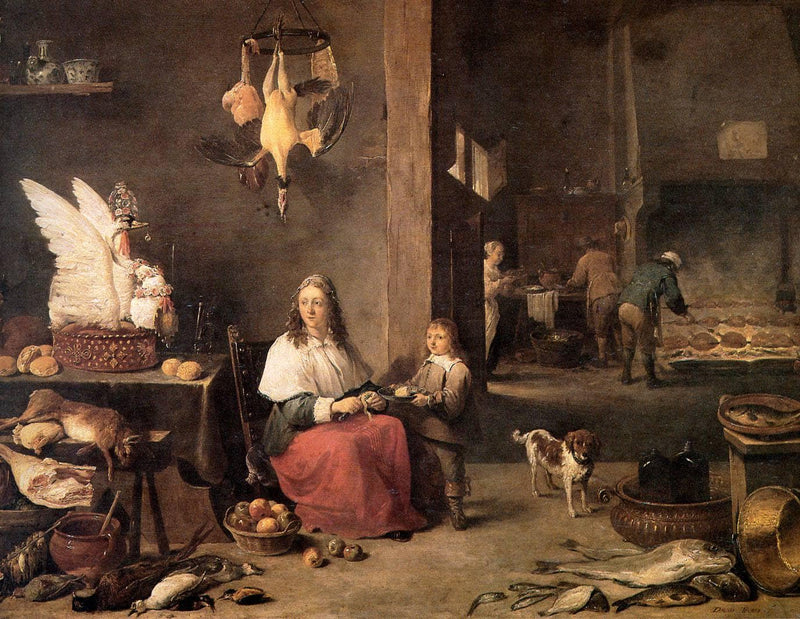Kitchen by David Teniers the Younger — Oil Painting Reproduction