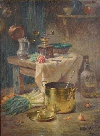 Kitchen Interior by Maurice Louis Monnot — Oil Painting Reproduction