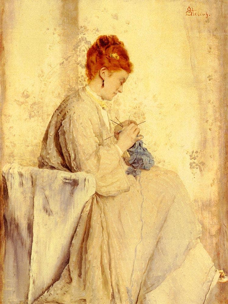 Knitter by Alfred Stevens — Oil Painting Reproduction